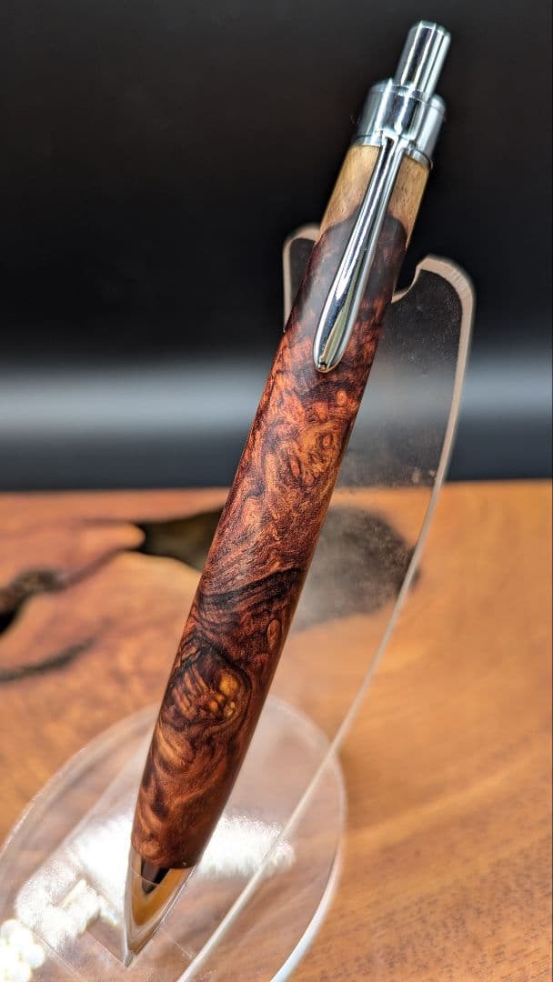 579特上　ホンジュラスローズウッド　瘤杢　木軸シャーペン　ボールペン