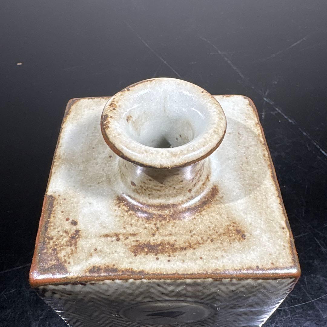 真作　人間国宝　島岡達三　地釉象嵌縄文方壷