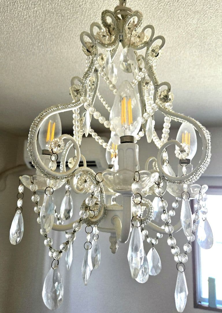 素敵　LEDシャンデリア クリスタルホワイト　4球電球付き