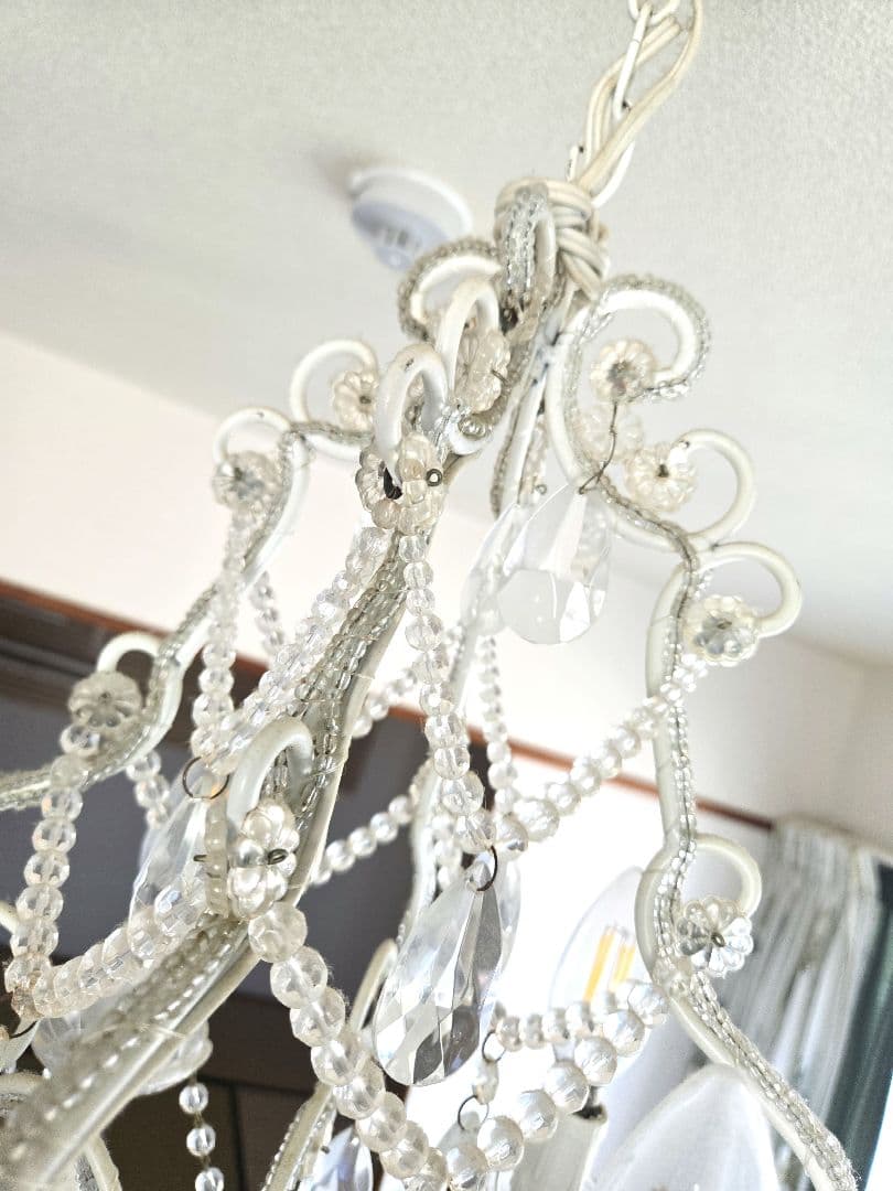 素敵　LEDシャンデリア クリスタルホワイト　4球電球付き