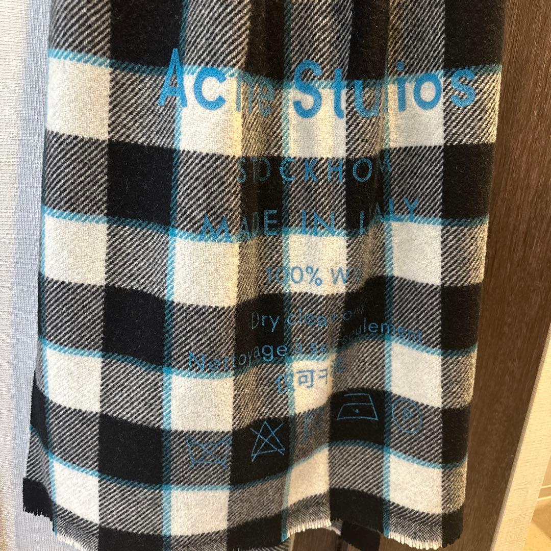 【美品】アクネ　チェック柄マフラー 100%ウール　スキズ リノ