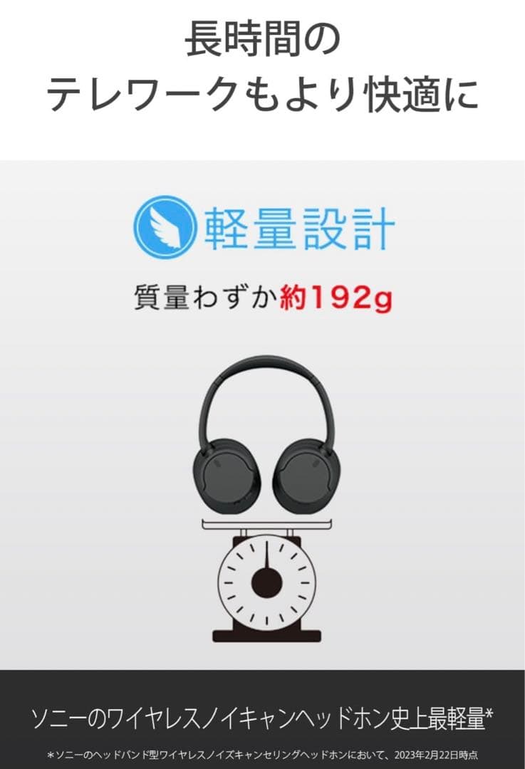 SONY WH-CH720N ワイヤレスヘッドホン　BLACK