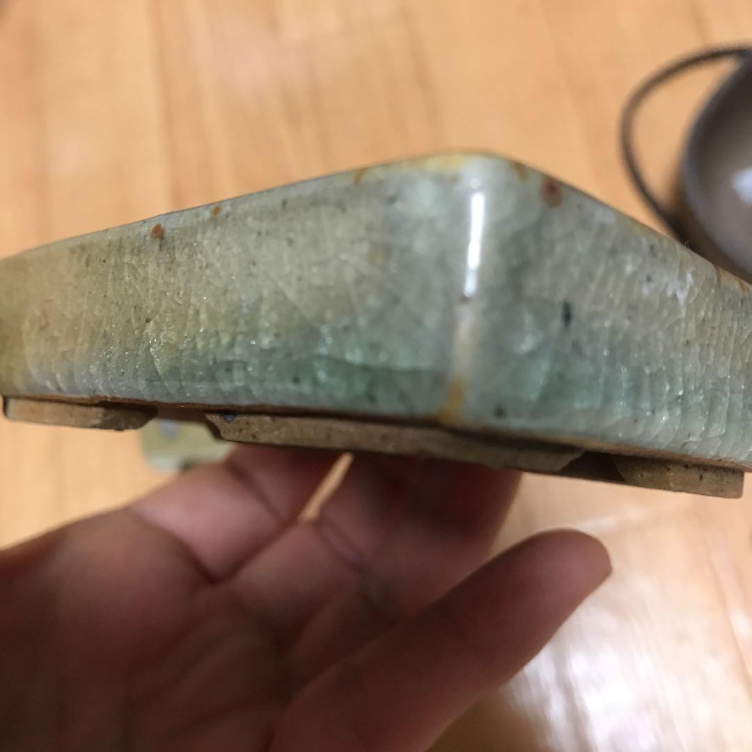 盆栽鉢　上品高級釉薬がけミニ小品盆栽鉢3点/寛/禅昌寺他山野草