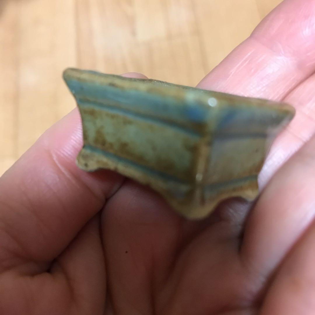 盆栽鉢　上品高級釉薬がけミニ小品盆栽鉢3点/寛/禅昌寺他山野草