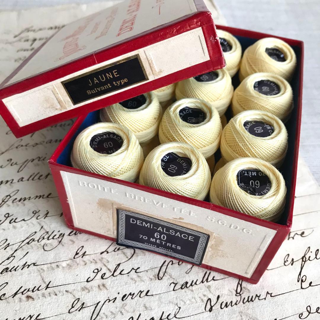 フランス アンティーク 箱入り 糸巻き ソーイング メルスリー
