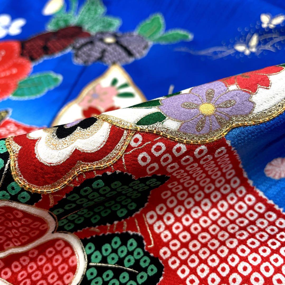 ◎mk-3457　七五三　女の子　着物・襦袢セット　金駒刺繍　　12-15
