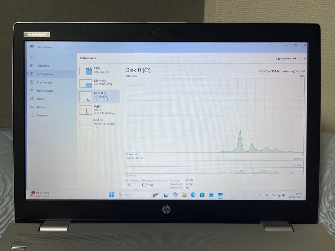 Windowsノート本体 Hp Probook 650 G4 8GB/512GB