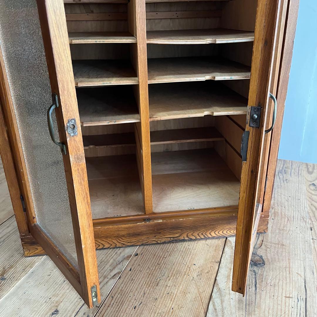 アンティーク ガラス キャビネット 書類棚 昭和レトロ z834