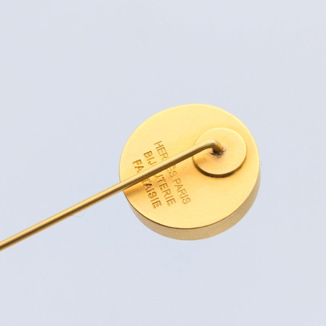 希少 エルメス HERMES セリエ シェル ブローチ ラペルピン ゴールド