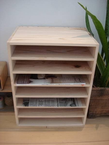 ★送料無料★サイズ変更可能★A4木製7段書類棚/無垢材収納オーダー可能ナチュラル