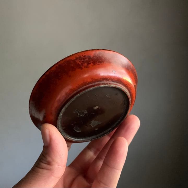 枯れた 朱塗 平盃 酒器 盃 小皿 平杯 古道具 アンティーク 古美術