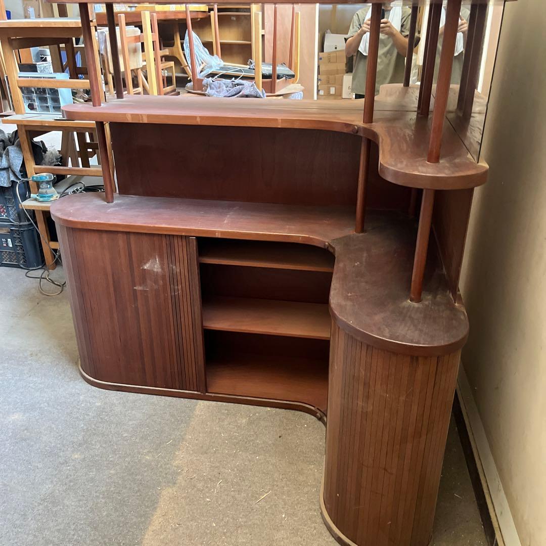 コーナー蛇腹キャビネット　チーク