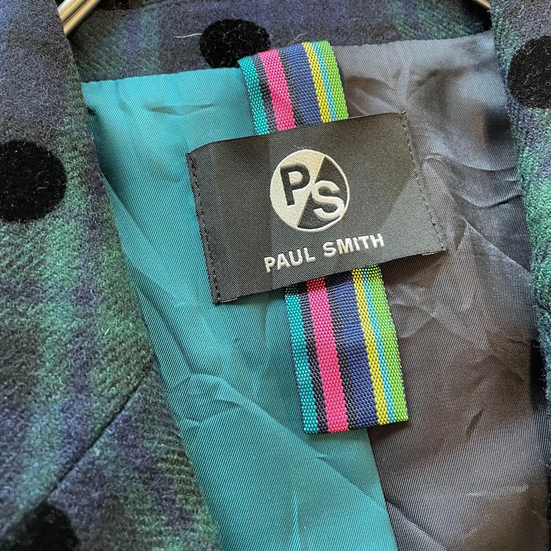Paul smith ポールスミス　チェックドット　チェスターコート　L