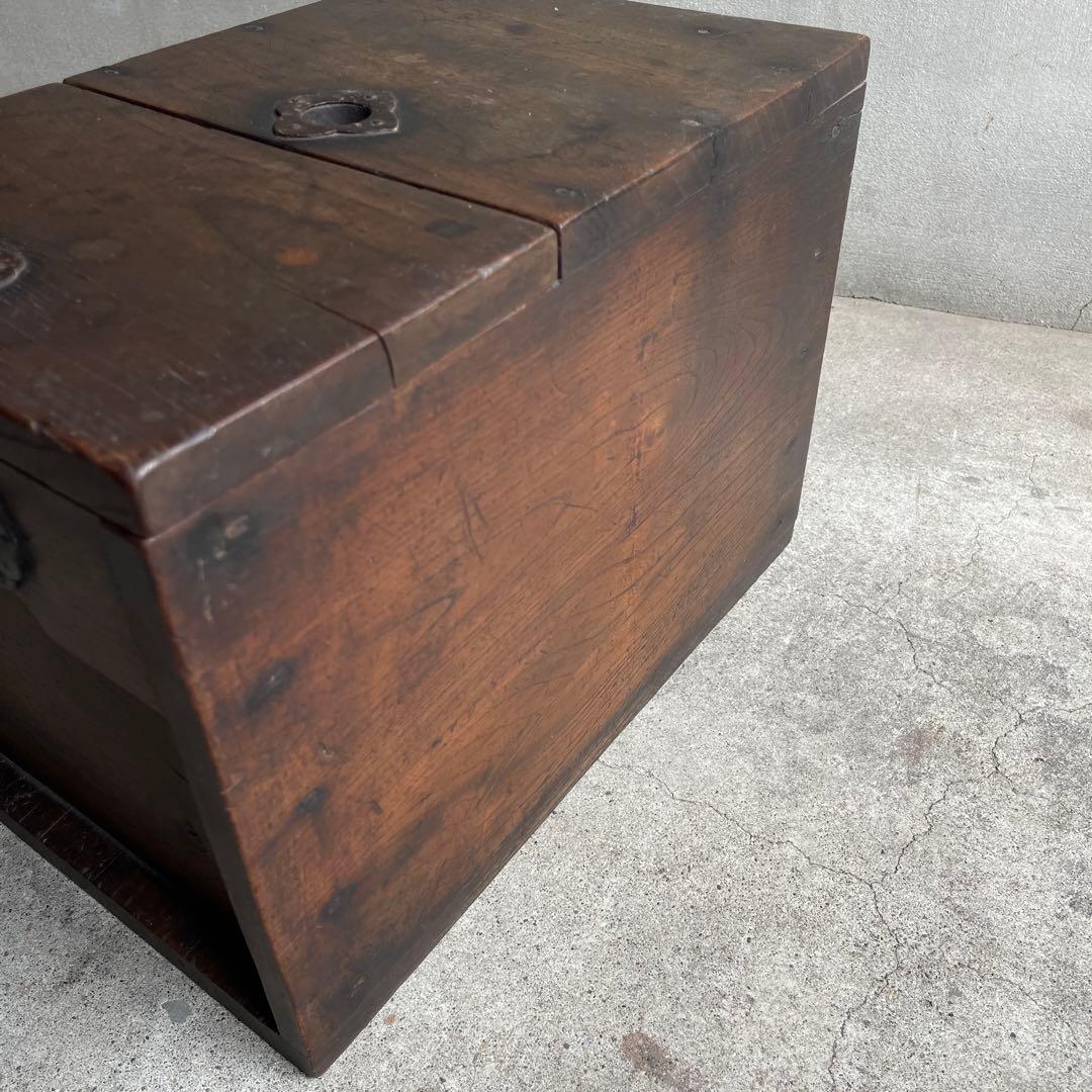 銭箱 銭函 小引出 時代金具 日本製 江戸時代 明治時代 古道具 欅