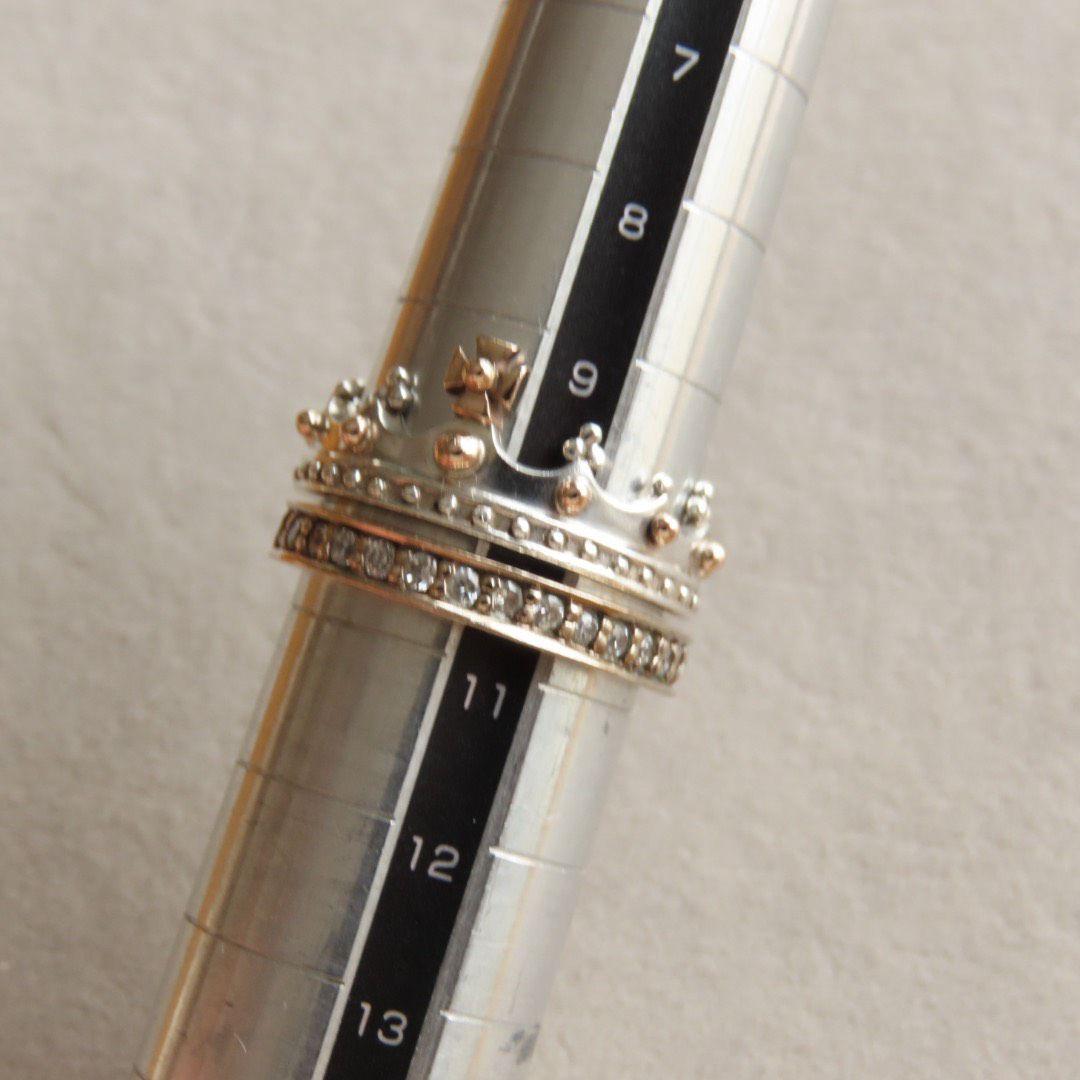 ブルーム　クラウン　K5 925 重ね付け　リング　2連　セット