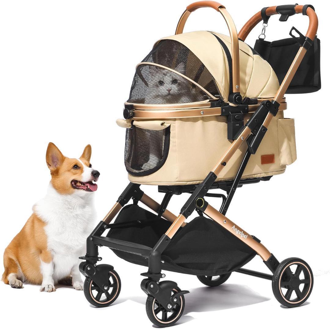 Angelpet ペットカート 分離型 【特許登録済み】猫 犬用 バギー カーキ