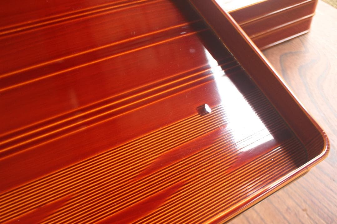 tenさま専用！隅丸四方デザインの春慶塗のお盆４点（検お盆お膳