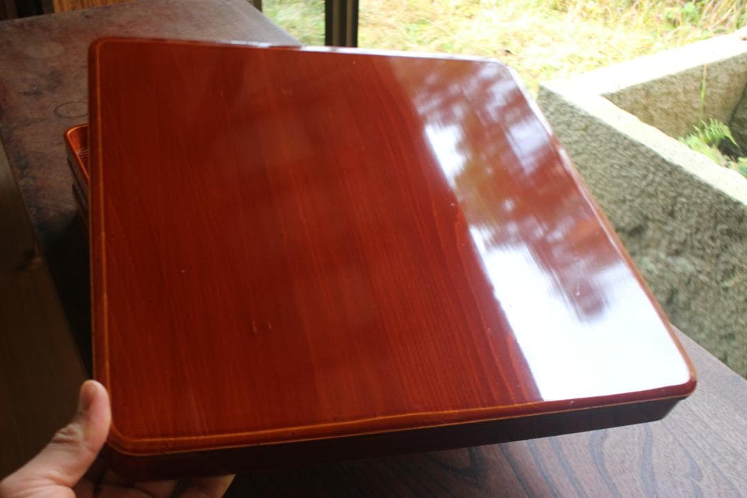 tenさま専用！隅丸四方デザインの春慶塗のお盆４点（検お盆お膳