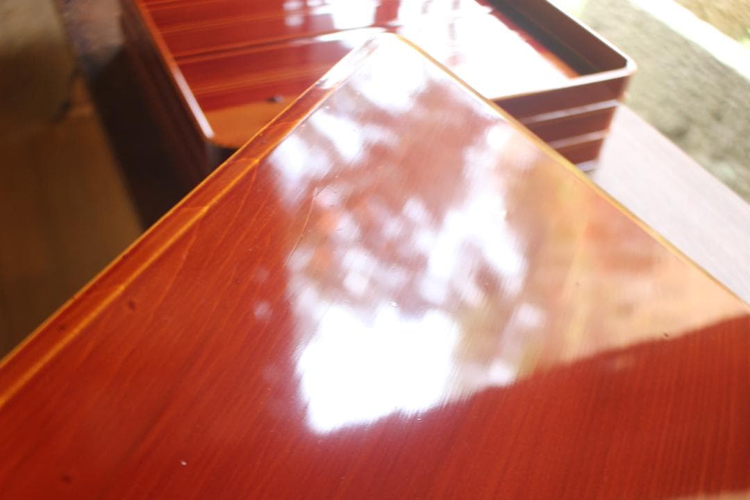 tenさま専用！隅丸四方デザインの春慶塗のお盆４点（検お盆お膳