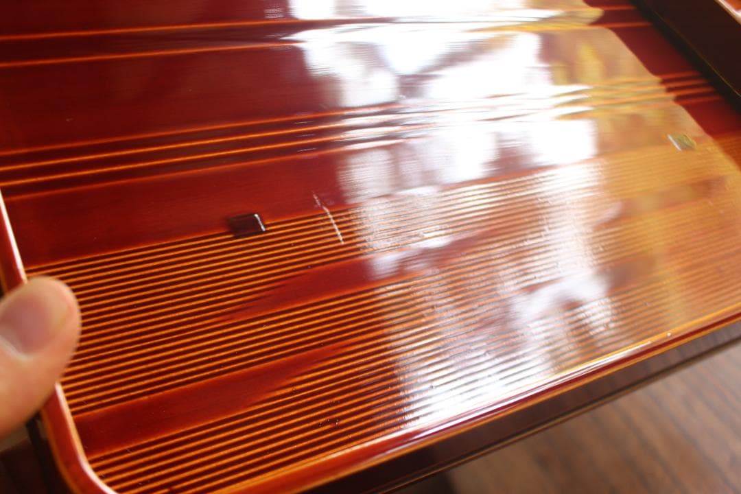 tenさま専用！隅丸四方デザインの春慶塗のお盆４点（検お盆お膳