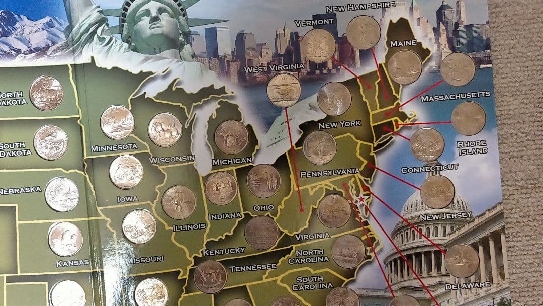 ☆。「アメリカ50州記念収納アルバム」(全50州収納済)。