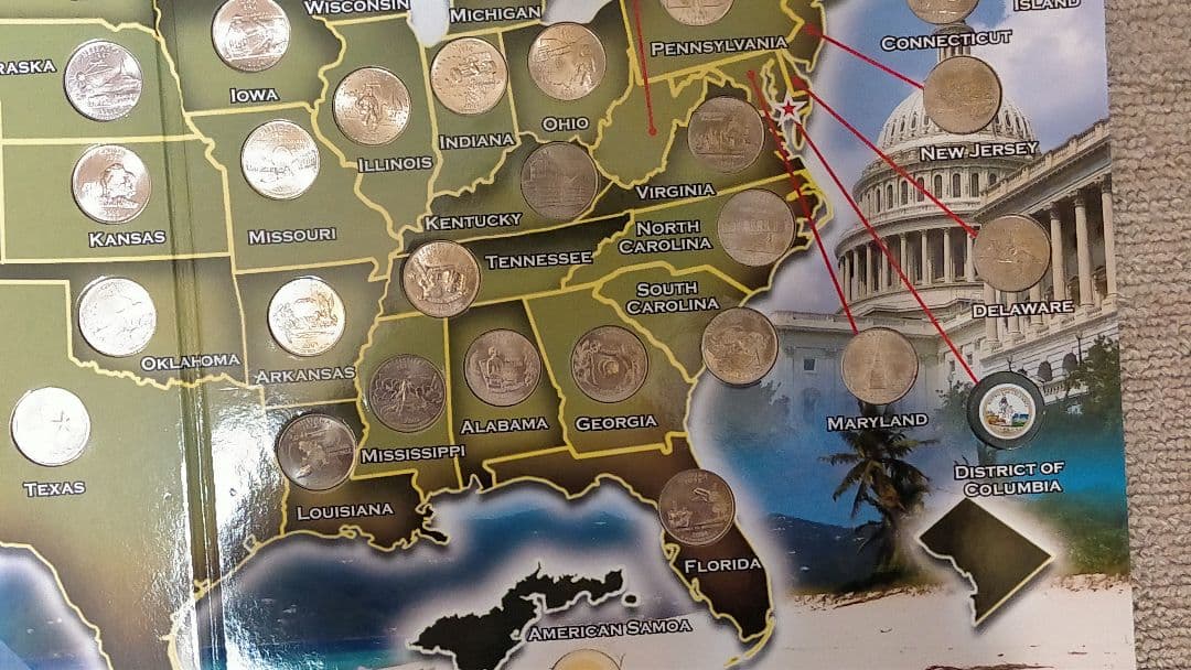 ☆。「アメリカ50州記念収納アルバム」(全50州収納済)。