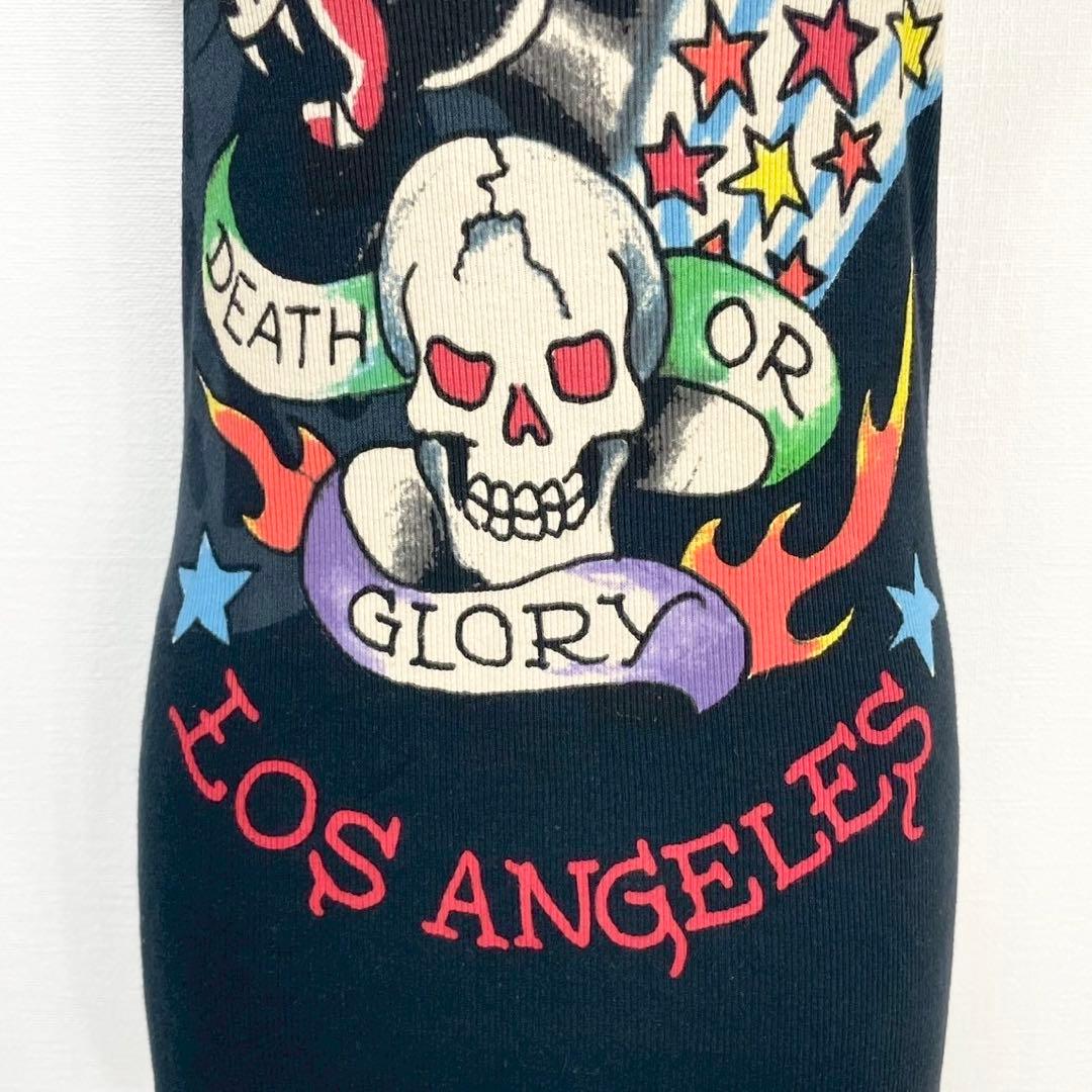 y2k❤️ 00s Ed Hardy スカル 両面ロゴ リブ タンクトップ
