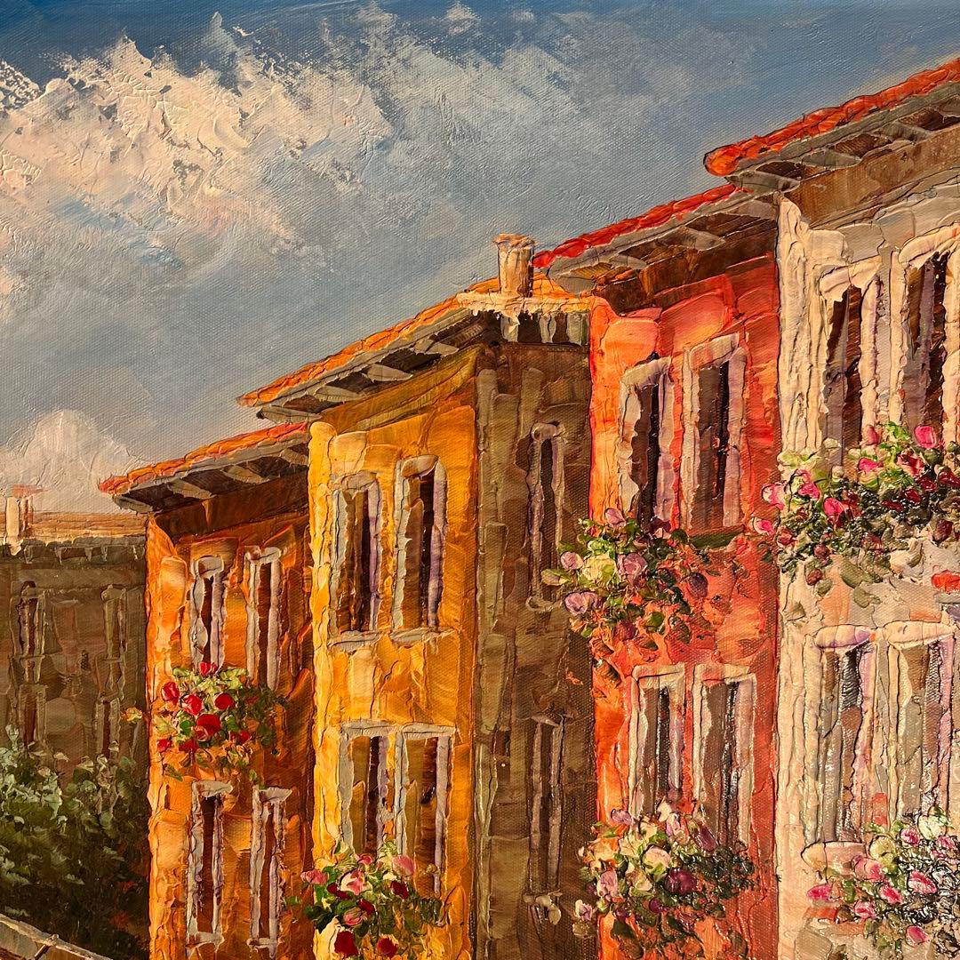 ★特大秀作★ 手書き油絵 ヴェネツィア 額付き 肉筆絵画 インテリア 油彩画