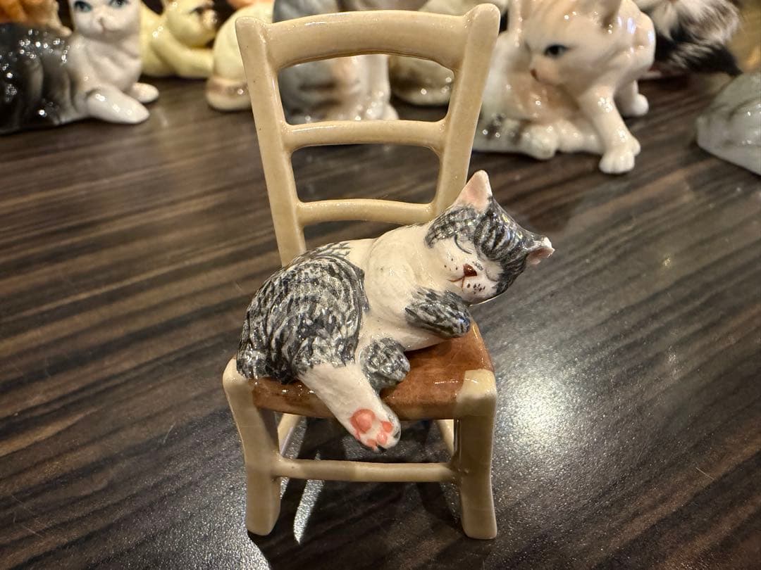 猫好きな方必見　猫のレトロ置物13点セット（ファー・陶器）　約20年前