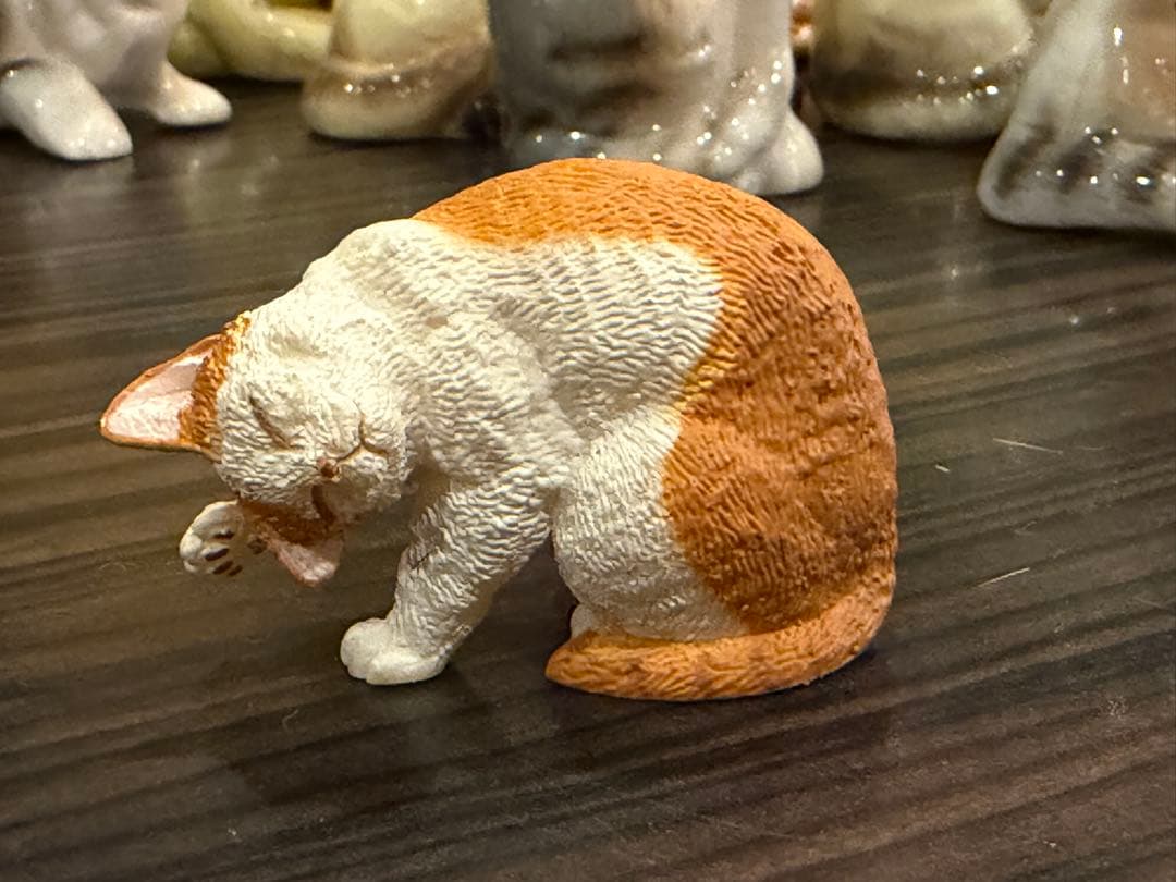 猫好きな方必見　猫のレトロ置物13点セット（ファー・陶器）　約20年前