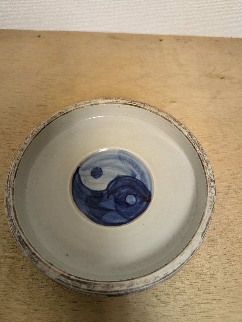 陶芸　硯　書道具　染付　太極硯　すずり　美術　古道具