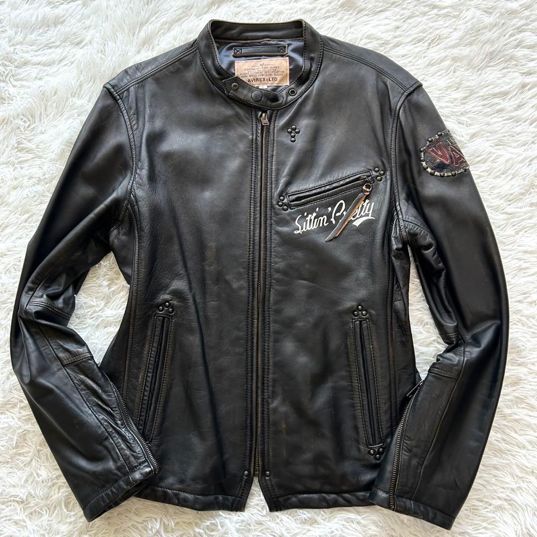 希少　アヴィレックス　シングル　ライダースジャケット　馬革　ブラック　XL相当