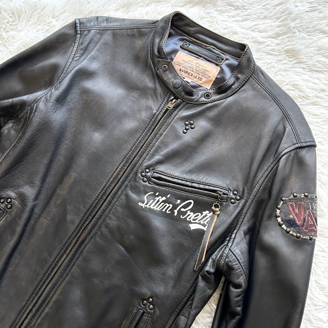 希少　アヴィレックス　シングル　ライダースジャケット　馬革　ブラック　XL相当