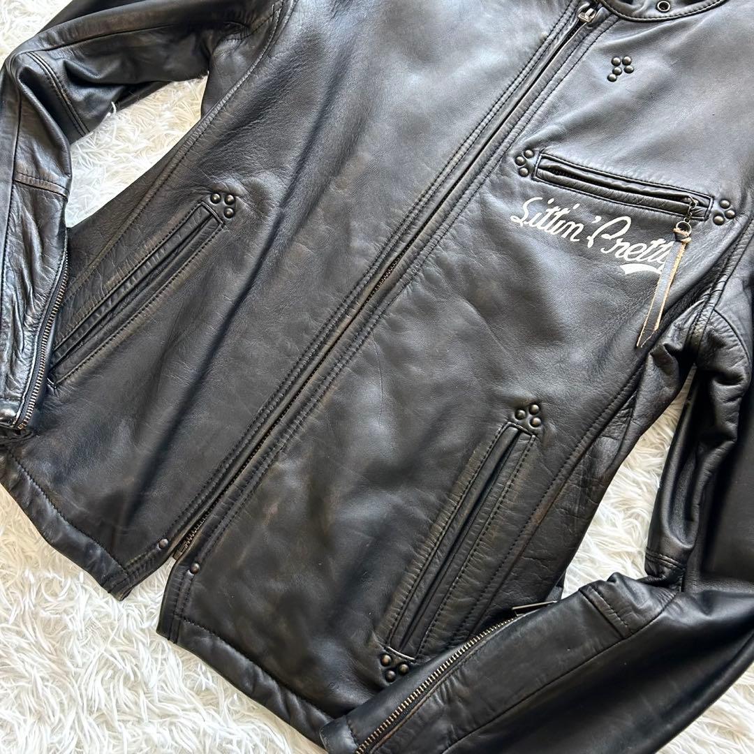 希少　アヴィレックス　シングル　ライダースジャケット　馬革　ブラック　XL相当