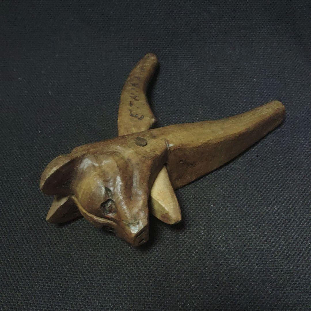 クルミ割り人形　胡桃　狐？　キツネ　犬？　木彫　彫刻　ETHIOPIA ア12