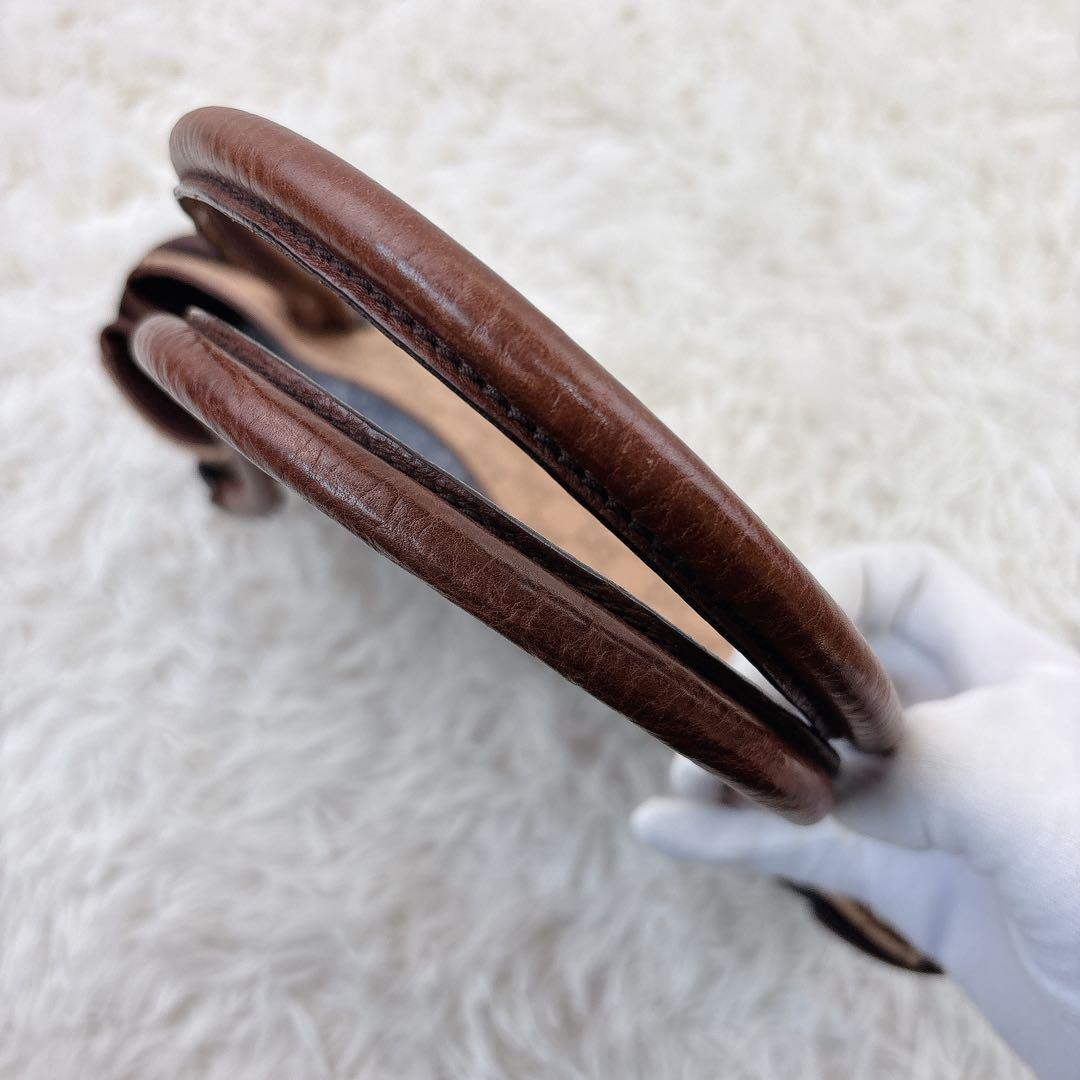 GUCCI グッチ　ハンドバッグ　GG　ホースビット　ブラウン　ビンテージ