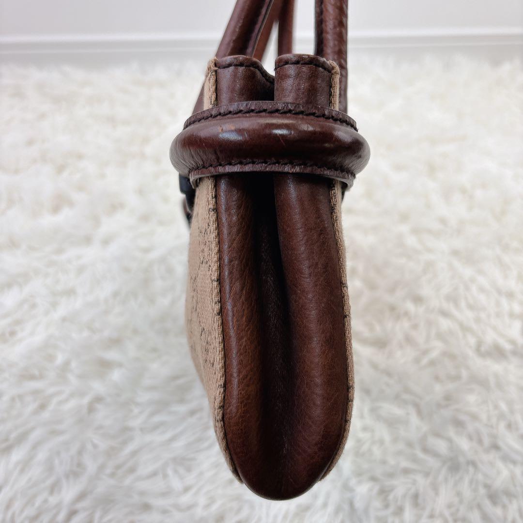 GUCCI グッチ　ハンドバッグ　GG　ホースビット　ブラウン　ビンテージ