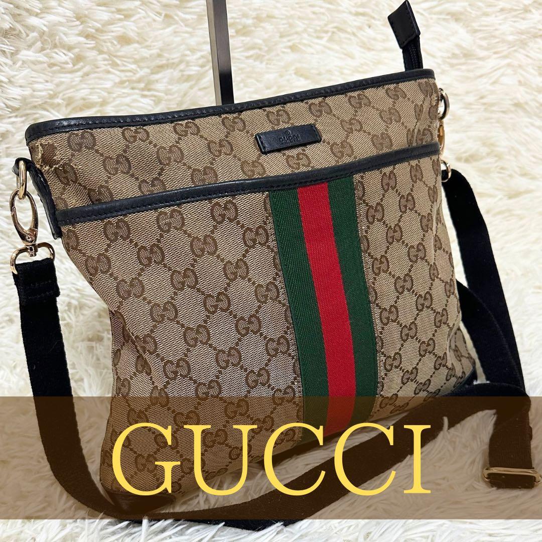 値下げ オールドグッチ GG 総柄 ショルダー バッグ シェリーライン ロゴ