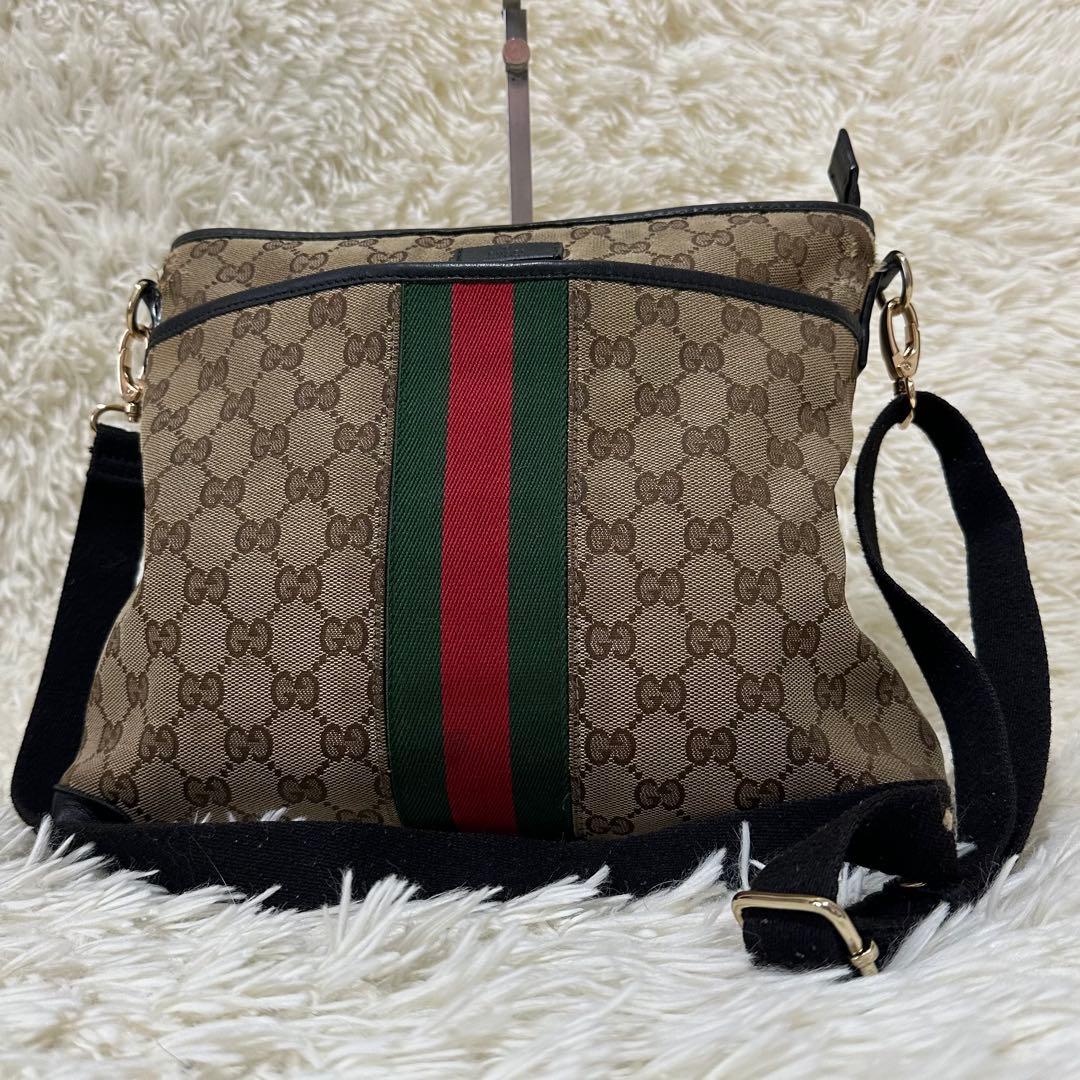 値下げ オールドグッチ GG 総柄 ショルダー バッグ シェリーライン ロゴ
