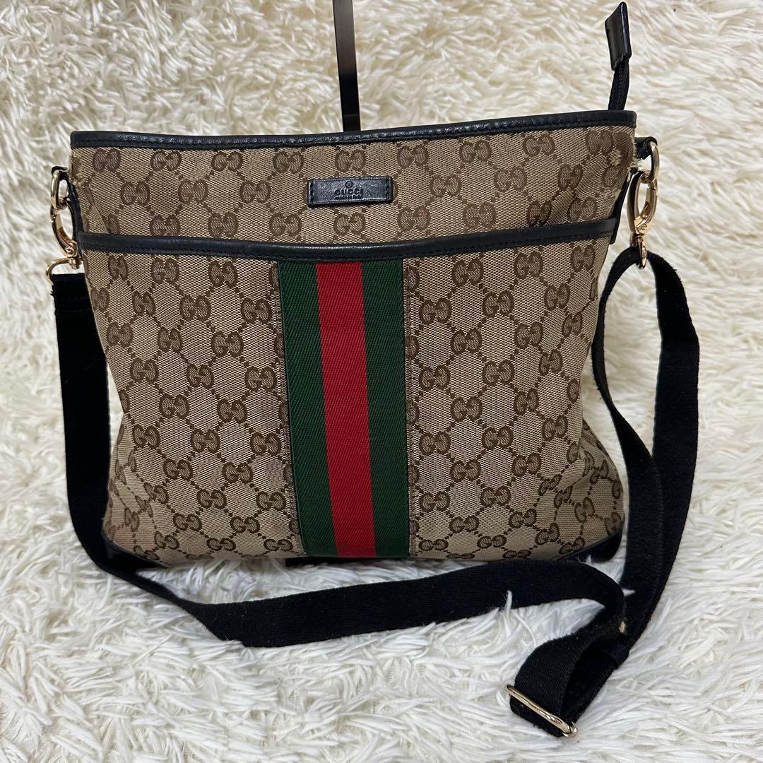 値下げ オールドグッチ GG 総柄 ショルダー バッグ シェリーライン ロゴ
