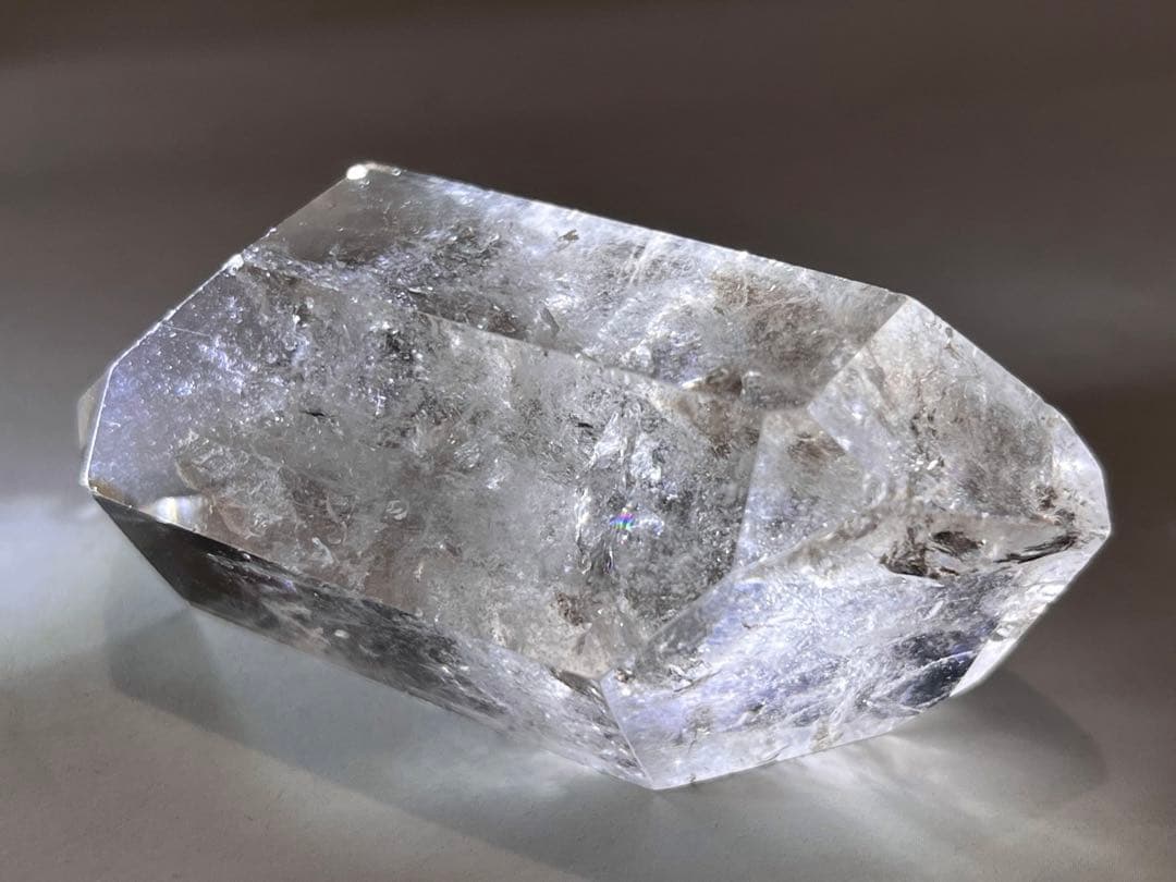 心の安定✨　レインボー　ピンク　スモーキークォーツ ダブルポイント　ポリッシュ