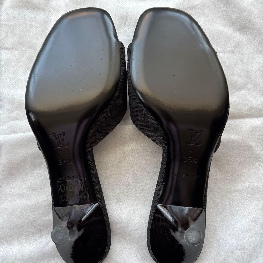 Louis Vuitton ブラック ミュール リボン付き 35.5