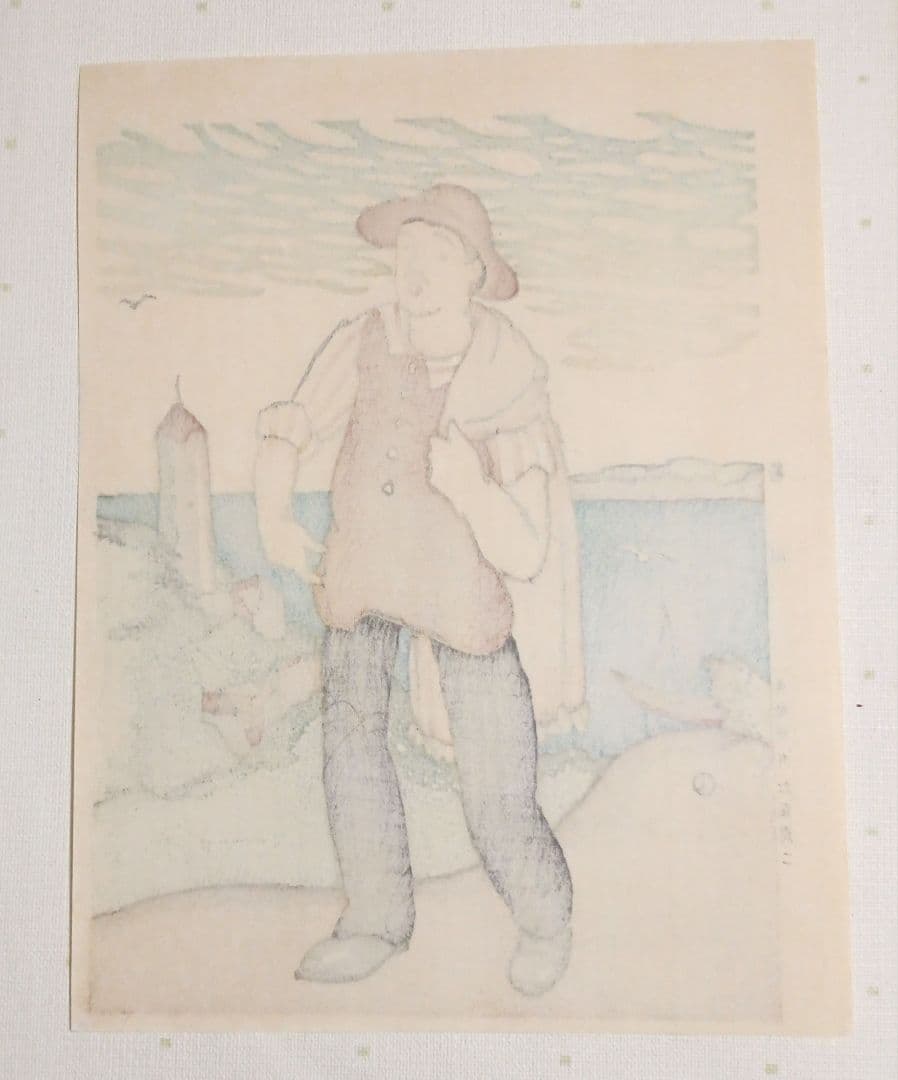 木版画船唄、竹久夢二画、加藤潤二版權所有昭和12年～15年出版、おまけ付き