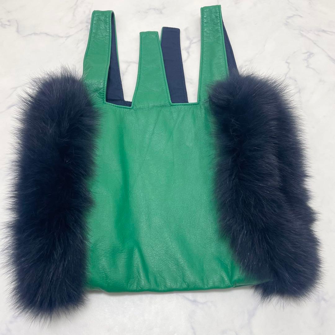 LUDLOW ラドロー　ファー　トートバッグ　グリーン ハンドバッグ