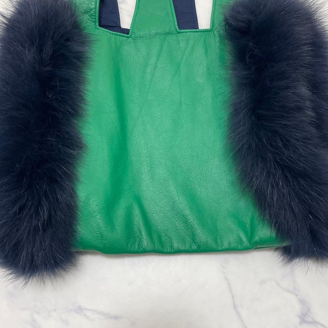 LUDLOW ラドロー　ファー　トートバッグ　グリーン ハンドバッグ