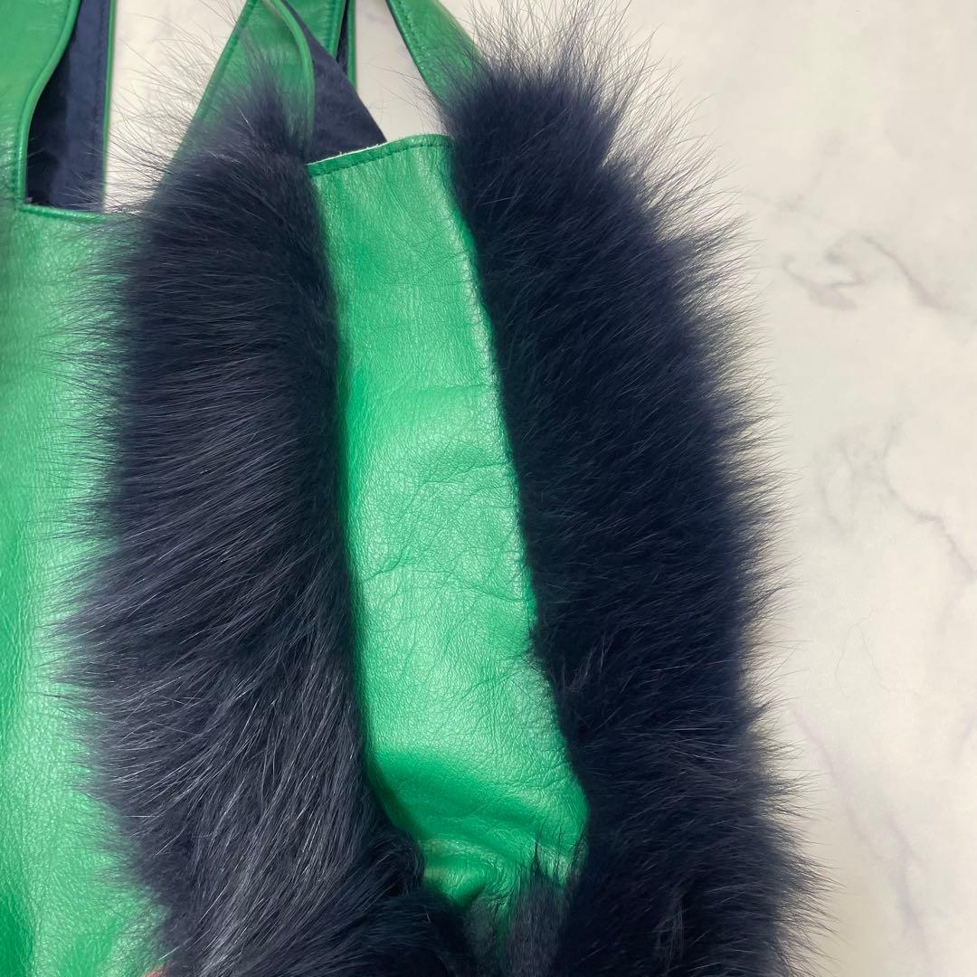 LUDLOW ラドロー　ファー　トートバッグ　グリーン ハンドバッグ