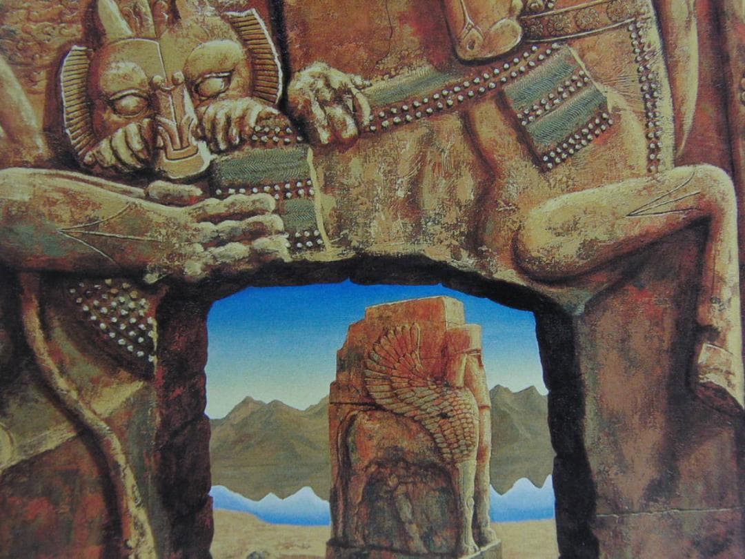 加藤良子、【遺跡追想’04（獅子）】、希少な額装用画集より