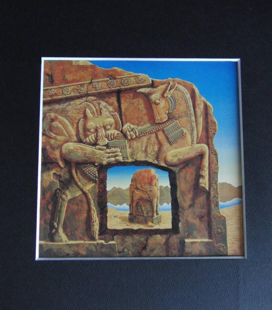 加藤良子、【遺跡追想’04（獅子）】、希少な額装用画集より