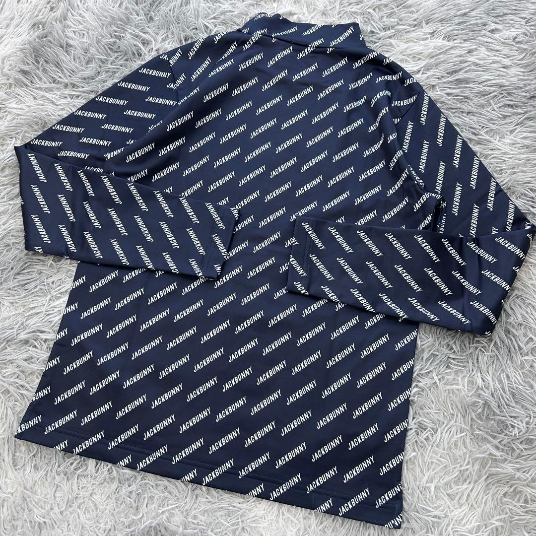 おまとめ　新品　ジャックバニー　モックネック　長袖シャツ　裏起毛　総柄　ネイビー