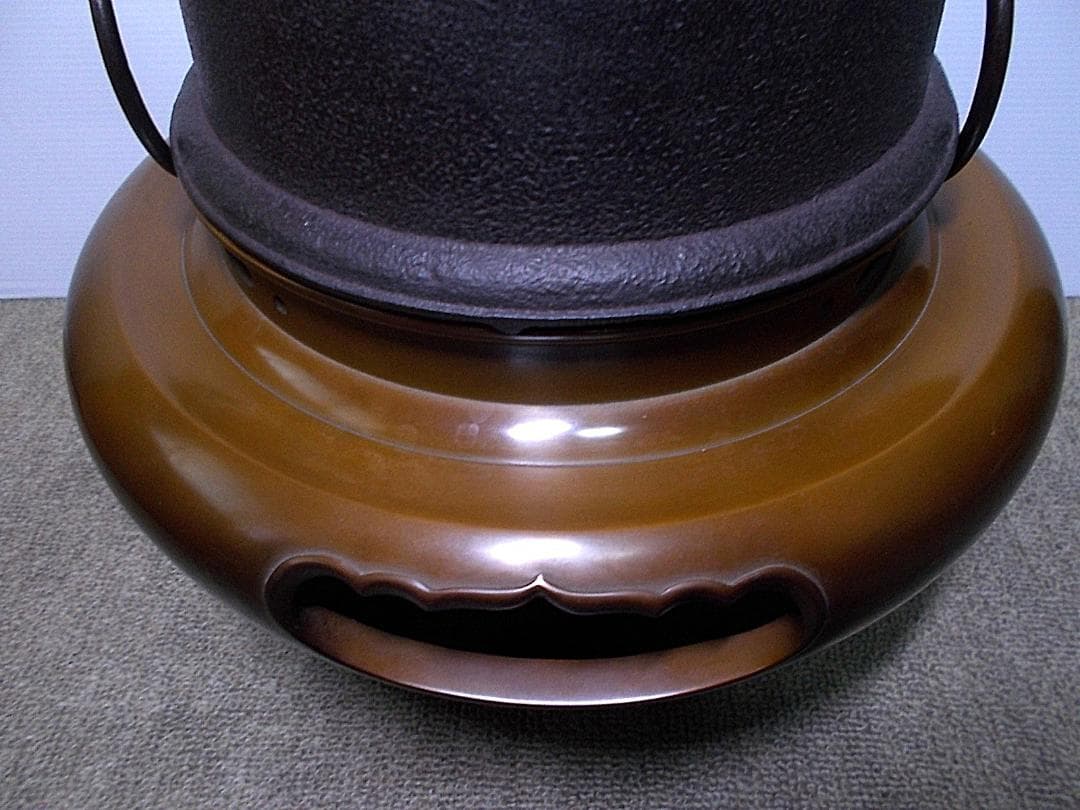 増山馨鉄作 唐銅製 朝鮮風爐 真形釜添 茶釜 釜環 共箱 茶道具 茶釜外観未使用